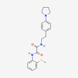 molecular formula C21H25N3O2S B2942868 N1-(2-(methylthio)phenyl)-N2-(4-(pyrrolidin-1-yl)phenethyl)oxalamide CAS No. 954071-04-6