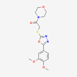 molecular formula C16H19N3O5S B2942879 2-{[5-(3,4-dimethoxyphenyl)-1,3,4-oxadiazol-2-yl]sulfanyl}-1-(morpholin-4-yl)ethan-1-one CAS No. 850937-26-7