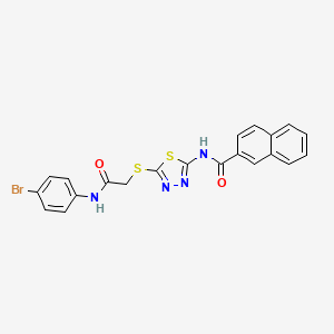 molecular formula C21H15BrN4O2S2 B2942882 N-[5-({[(4-bromophenyl)carbamoyl]methyl}sulfanyl)-1,3,4-thiadiazol-2-yl]naphthalene-2-carboxamide CAS No. 391869-37-7