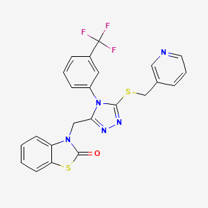 molecular formula C23H16F3N5OS2 B2942919 3-((5-((pyridin-3-ylmethyl)thio)-4-(3-(trifluoromethyl)phenyl)-4H-1,2,4-triazol-3-yl)methyl)benzo[d]thiazol-2(3H)-one CAS No. 847403-76-3