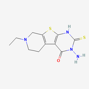 molecular formula C11H14N4OS2 B2942921 4-amino-11-ethyl-5-sulfanylidene-8-thia-4,6,11-triazatricyclo[7.4.0.02,7]trideca-1(9),2(7)-dien-3-one CAS No. 1779133-16-2