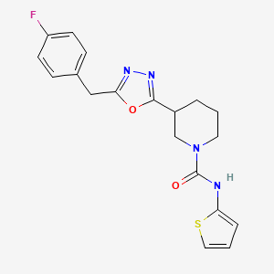 molecular formula C19H19FN4O2S B2942925 3-(5-(4-fluorobenzyl)-1,3,4-oxadiazol-2-yl)-N-(thiophen-2-yl)piperidine-1-carboxamide CAS No. 1171046-29-9