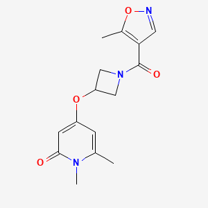 molecular formula C15H17N3O4 B2942946 1,6-dimethyl-4-((1-(5-methylisoxazole-4-carbonyl)azetidin-3-yl)oxy)pyridin-2(1H)-one CAS No. 2034310-73-9