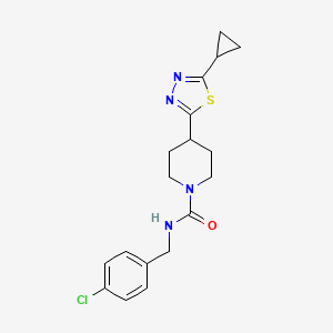 molecular formula C18H21ClN4OS B2942949 N-[(4-chlorophenyl)methyl]-4-(5-cyclopropyl-1,3,4-thiadiazol-2-yl)piperidine-1-carboxamide CAS No. 1105247-53-7