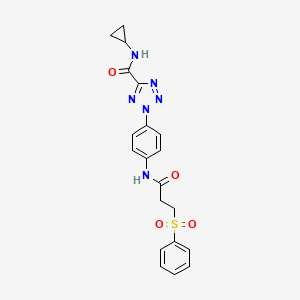 N-cyclopropyl-2-(4-(3-(phenylsulfonyl)propanamido)phenyl)-2H-tetrazole-5-carboxamide