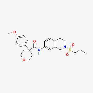 4-(4-methoxyphenyl)-N-(2-(propylsulfonyl)-1,2,3,4-tetrahydroisoquinolin-7-yl)tetrahydro-2H-pyran-4-carboxamide