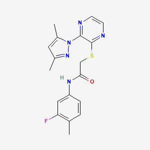 2-((3-(3,5-dimethyl-1H-pyrazol-1-yl)pyrazin-2-yl)thio)-N-(3-fluoro-4-methylphenyl)acetamide