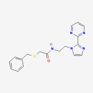 2-(benzylthio)-N-(2-(2-(pyrimidin-2-yl)-1H-imidazol-1-yl)ethyl)acetamide