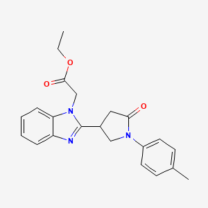 ethyl {2-[1-(4-methylphenyl)-5-oxopyrrolidin-3-yl]-1H-benzimidazol-1-yl}acetate