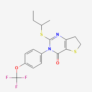 molecular formula C17H17F3N2O2S2 B2943025 2-(butan-2-ylsulfanyl)-3-[4-(trifluoromethoxy)phenyl]-3H,4H,6H,7H-thieno[3,2-d]pyrimidin-4-one CAS No. 877654-33-6