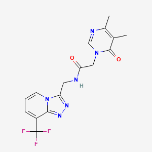 molecular formula C16H15F3N6O2 B2943026 2-(4,5-dimethyl-6-oxo-1,6-dihydropyrimidin-1-yl)-N-{[8-(trifluoromethyl)-[1,2,4]triazolo[4,3-a]pyridin-3-yl]methyl}acetamide CAS No. 2034328-03-3