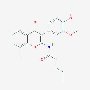 molecular formula C23H25NO5 B2943031 N-[3-(3,4-dimethoxyphenyl)-8-methyl-4-oxo-4H-chromen-2-yl]pentanamide CAS No. 883962-15-0