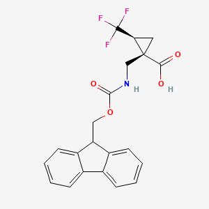 molecular formula C21H18F3NO4 B2943035 rac-(1R,2R)-1-[({[(9H-fluoren-9-yl)methoxy]carbonyl}amino)methyl]-2-(trifluoromethyl)cyclopropane-1-carboxylicacid CAS No. 2580102-47-0