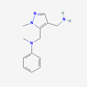 molecular formula C13H18N4 B2943064 N-{[4-(aminomethyl)-1-methyl-1H-pyrazol-5-yl]methyl}-N-methylaniline CAS No. 1883717-87-0