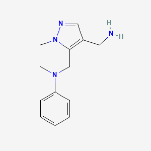 molecular formula C13H18N4 B2943064 N-[[4-(Aminomethyl)-2-methylpyrazol-3-yl]methyl]-N-methylaniline CAS No. 1883717-87-0