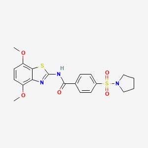 molecular formula C20H21N3O5S2 B2943071 N-(4,7-dimethoxybenzo[d]thiazol-2-yl)-4-(pyrrolidin-1-ylsulfonyl)benzamide CAS No. 862807-67-8