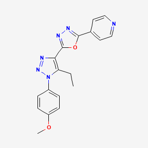 molecular formula C18H16N6O2 B2943072 4-{5-[5-ethyl-1-(4-methoxyphenyl)-1H-1,2,3-triazol-4-yl]-1,3,4-oxadiazol-2-yl}pyridine CAS No. 1081140-69-3