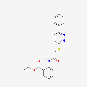 molecular formula C22H21N3O3S B2943073 Ethyl 2-(2-((6-(p-tolyl)pyridazin-3-yl)thio)acetamido)benzoate CAS No. 896054-82-3