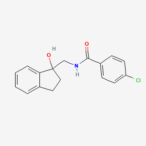 molecular formula C17H16ClNO2 B2943075 4-chloro-N-((1-hydroxy-2,3-dihydro-1H-inden-1-yl)methyl)benzamide CAS No. 1351630-97-1