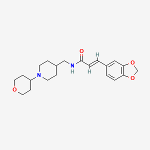 molecular formula C21H28N2O4 B2943132 (E)-3-(benzo[d][1,3]dioxol-5-yl)-N-((1-(tetrahydro-2H-pyran-4-yl)piperidin-4-yl)methyl)acrylamide CAS No. 2035019-05-5