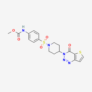 molecular formula C18H19N5O5S2 B2943134 methyl (4-((4-(4-oxothieno[3,2-d][1,2,3]triazin-3(4H)-yl)piperidin-1-yl)sulfonyl)phenyl)carbamate CAS No. 2034298-09-2