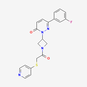 molecular formula C20H17FN4O2S B2943135 6-(3-Fluorophenyl)-2-[1-(2-pyridin-4-ylsulfanylacetyl)azetidin-3-yl]pyridazin-3-one CAS No. 2380189-82-0