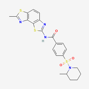 molecular formula C22H22N4O3S3 B2943143 4-(2-甲基哌啶-1-基)磺酰基-N-(7-甲基-[1,3]噻唑并[5,4-e][1,3]苯并噻唑-2-基)苯甲酰胺 CAS No. 500149-67-7
