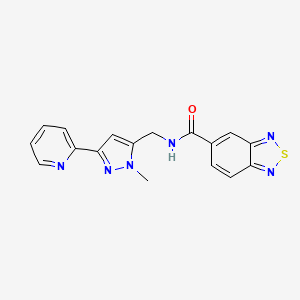 molecular formula C17H14N6OS B2943175 N-{[1-methyl-3-(pyridin-2-yl)-1H-pyrazol-5-yl]methyl}-2,1,3-benzothiadiazole-5-carboxamide CAS No. 2309552-19-8