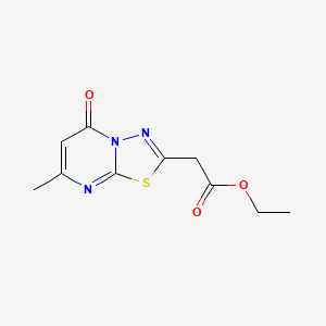 molecular formula C10H11N3O3S B2943204 Ethyl (7-methyl-5-oxo-5H-[1,3,4]thiadiazolo[3,2-a]pyrimidin-2-yl)acetate CAS No. 145694-86-6