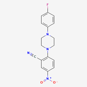 molecular formula C17H15FN4O2 B2943219 2-[4-(4-Fluorophenyl)piperazin-1-yl]-5-nitrobenzonitrile CAS No. 876536-53-7