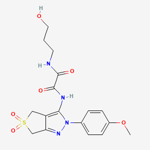 molecular formula C17H20N4O6S B2943268 N-(3-hydroxypropyl)-N'-[2-(4-methoxyphenyl)-5,5-dioxo-2H,4H,6H-5lambda6-thieno[3,4-c]pyrazol-3-yl]ethanediamide CAS No. 899733-31-4