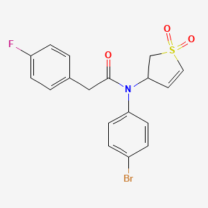 molecular formula C18H15BrFNO3S B2943289 N-(4-bromophenyl)-N-(1,1-dioxido-2,3-dihydrothiophen-3-yl)-2-(4-fluorophenyl)acetamide CAS No. 863445-34-5