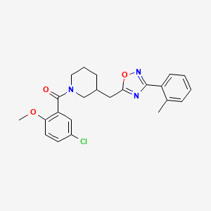 B2943313 (5-Chloro-2-methoxyphenyl)(3-((3-(o-tolyl)-1,2,4-oxadiazol-5-yl)methyl)piperidin-1-yl)methanone CAS No. 1705766-28-4