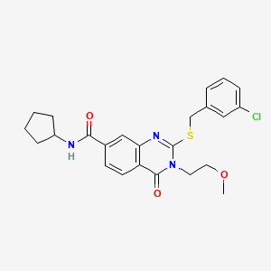 2-((3-chlorobenzyl)thio)-N-cyclopentyl-3-(2-methoxyethyl)-4-oxo-3,4-dihydroquinazoline-7-carboxamide