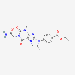 Ethyl 4-[3-(carbamoylmethyl)-1,7-dimethyl-2,4-dioxo-1,3,5-trihydro-4-imidazoli no[1,2-h]purin-8-yl]benzoate
