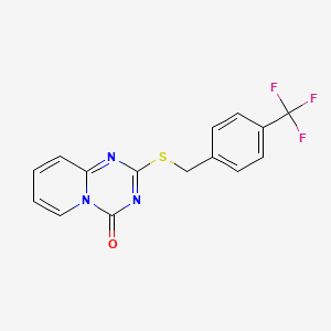 molecular formula C15H10F3N3OS B2943399 2-({[4-(trifluoromethyl)phenyl]methyl}sulfanyl)-4H-pyrido[1,2-a][1,3,5]triazin-4-one CAS No. 896331-13-8