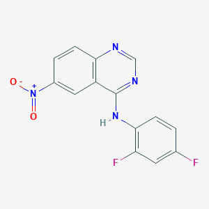 molecular formula C14H8F2N4O2 B2943410 N-(2,4-difluorophenyl)-6-nitroquinazolin-4-amine CAS No. 184360-66-5
