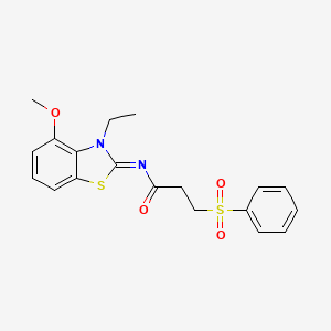 3-(benzenesulfonyl)-N-(3-ethyl-4-methoxy-1,3-benzothiazol-2-ylidene)propanamide