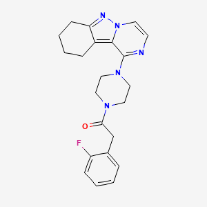 2-(2-Fluorophenyl)-1-(4-(7,8,9,10-tetrahydropyrazino[1,2-b]indazol-1-yl)piperazin-1-yl)ethanone