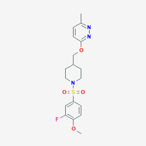 3-[[1-(3-Fluoro-4-methoxyphenyl)sulfonylpiperidin-4-yl]methoxy]-6-methylpyridazine