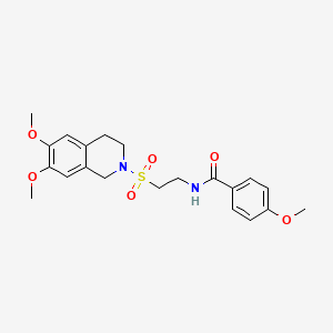molecular formula C21H26N2O6S B2943482 N-(2-((6,7-dimethoxy-3,4-dihydroisoquinolin-2(1H)-yl)sulfonyl)ethyl)-4-methoxybenzamide CAS No. 921926-82-1