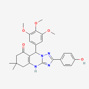 2-(4-hydroxyphenyl)-6,6-dimethyl-9-(3,4,5-trimethoxyphenyl)-5,6,7,9-tetrahydro-[1,2,4]triazolo[5,1-b]quinazolin-8(4H)-one
