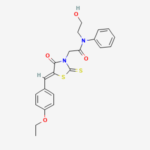 2-[(5Z)-5-[(4-ethoxyphenyl)methylidene]-4-oxo-2-sulfanylidene-1,3-thiazolidin-3-yl]-N-(2-hydroxyethyl)-N-phenylacetamide