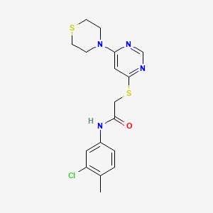 N-(3-chloro-4-methylphenyl)-2-((6-thiomorpholinopyrimidin-4-yl)thio)acetamide