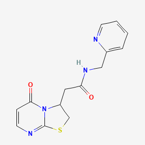 molecular formula C14H14N4O2S B2943513 2-(5-oxo-3,5-dihydro-2H-thiazolo[3,2-a]pyrimidin-3-yl)-N-(pyridin-2-ylmethyl)acetamide CAS No. 952997-50-1