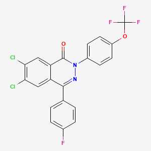 molecular formula C21H10Cl2F4N2O2 B2943517 6,7-Dichloro-4-(4-fluorophenyl)-2-[4-(trifluoromethoxy)phenyl]phthalazin-1-one CAS No. 161716-26-3