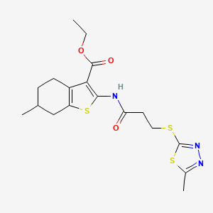 Ethyl 6-methyl-2-(3-((5-methyl-1,3,4-thiadiazol-2-yl)thio)propanamido)-4,5,6,7-tetrahydrobenzo[b]thiophene-3-carboxylate