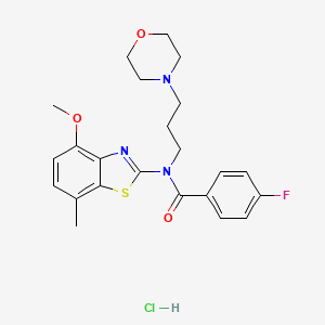 4-fluoro-N-(4-methoxy-7-methylbenzo[d]thiazol-2-yl)-N-(3-morpholinopropyl)benzamide hydrochloride