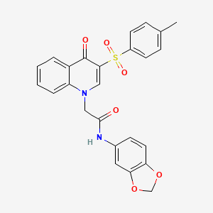 molecular formula C25H20N2O6S B2943570 N-(2H-1,3-benzodioxol-5-yl)-2-[3-(4-methylbenzenesulfonyl)-4-oxo-1,4-dihydroquinolin-1-yl]acetamide CAS No. 902584-88-7