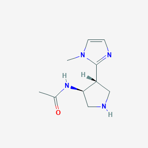 molecular formula C10H16N4O B2943573 N-[(3S,4R)-4-(1-Methylimidazol-2-yl)pyrrolidin-3-yl]acetamide CAS No. 2243504-33-6